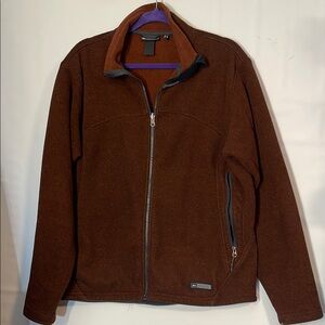 REI Brown Zip-Up Fleece Jacket, zip in